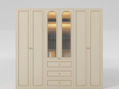 Elegant Beige Wardrobe Interior With Glass Doors Drawers And Modern Minimalist Design 3d model