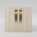 Elegant Beige Wardrobe Interior With Glass Doors Drawers And Modern Minimalist Design