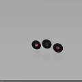 Three Vintage Vinyl Records With Red Labels Central Design On Dark Background
