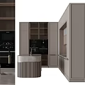 Modern Kitchen Interior With Marble Island Counter And Integrated Appliance Cabinets