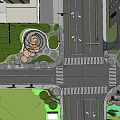 Scenic Urban Park Landscape With Lush Trees Greenery Walking Paths Colorful Structures And Building Backdrop