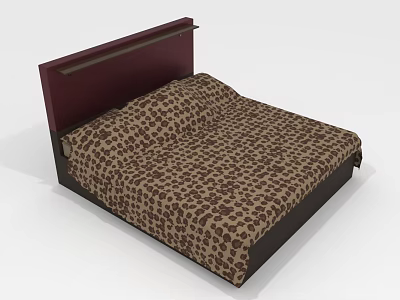 Elegant Double Bed Interior With Dark Red Headboard And Leopard Print Bedding 3d model