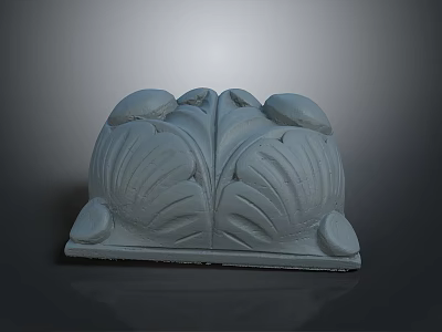 Elegant Detailed Carved Furniture Decorative Piece With Symmetrical Gray Leaf Patterns 3d model