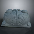 Elegant Detailed Carved Furniture Decorative Piece With Symmetrical Gray Leaf Patterns