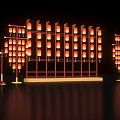 Commercial Decorative Lighting Equipment With Red Lanterns On Structured Frame For Events 3d model