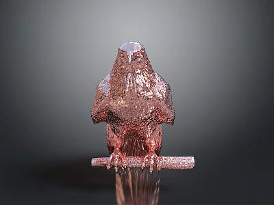 Red Eagle Statue Perched On A Branch Against Gray Background 3d model