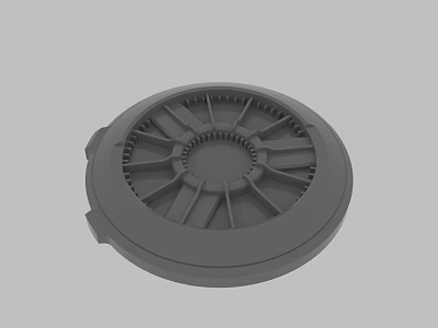 Gray Circular Mechanical Component With Detailed Radial Structure And Industrial Design 3d model