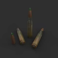 Various Sizes of Weapon Ammunition Bullets with Green Tips and Metallic Bodies