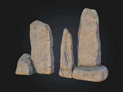 Ancient Stone Monuments With Intricate Carvings Surface Textures And Various Sizes 3d model