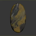 Oval Shaped Wooden Stone With Yellow Black White Natural Texture And Patterns