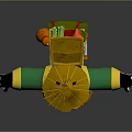 Cartoon Panda Wearing Green Outfit With Straw Hat Golden Decorations And Yellow Boots