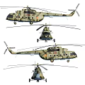 Olive Green Military Transport Helicopter With Multiple Round Windows And Landing Gear