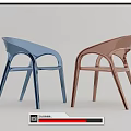 Two Modern Leisure Chairs With Curved Backrest And Stylish Color Design