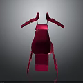Red Abstract Biological Form With Wing Like Structures And Stepped Body Design On Dark Surface