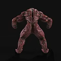 Red Muscular Scaled Monster Character With Sharp Teeth And Claws In Standing Pose 3d model