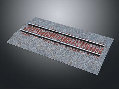 Detailed Railway Track Model With Gravel Base And Red Sleepers 3d model