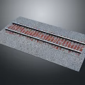 Detailed Railway Track Model With Gravel Base And Red Sleepers