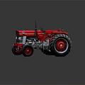 Red Vintage Tractor With Classic Design Large Wheels And Shiny Metal Body