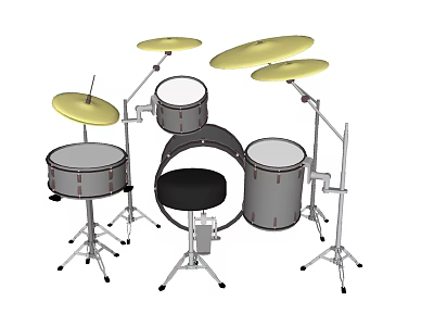 Complete Musical Instruments Drum Set With Cymbals Stands And Stool 3d model