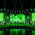 Green Themed Stage Design With Bamboo Patterns LED Screens And Stage Lights 3d model