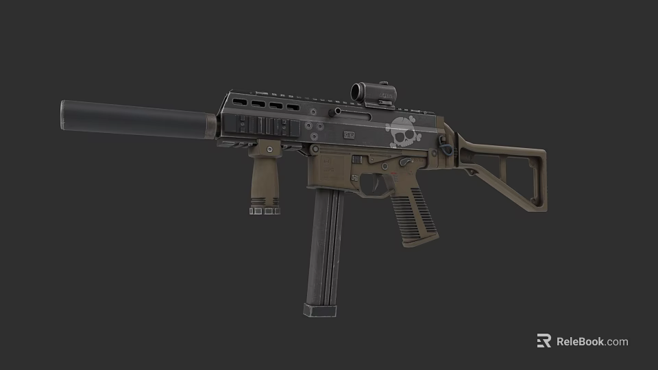 Tactical Assault Rifle With Scope Magazine Grip And Long Barrel Design 3d model 