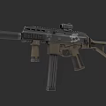 Tactical Assault Rifle With Scope Magazine Grip And Long Barrel Design