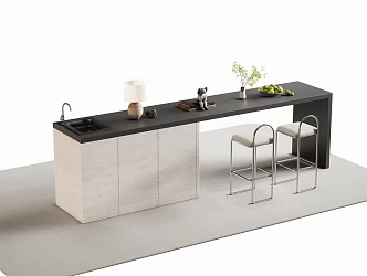 Western Kitchen Bar Nakajima Dining Table and Chair Dining Island Table 3d model
