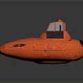 Two Shiny Orange Connected Futuristic Vehicles With Cockpits On Dark Background