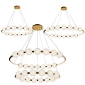 Modern Chandelier With Multi Layer Circular Frames And Glass Balls Design 3d model