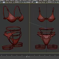 Burgundy Sheer Mesh Lingerie Set With Bralette And High Cut Panties Adjustable Straps Metal Hardware