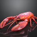 Fresh Cooked Red Lobster Whole With Claws On Black Surface