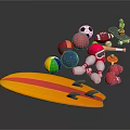 Colorful Sports Equipment Collection With Surfboard Soccer Ball Volleyball Skateboard And Dumbbells