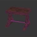 Vintage Dark Wooden Stool With Carved Legs And Smooth Flat Surface