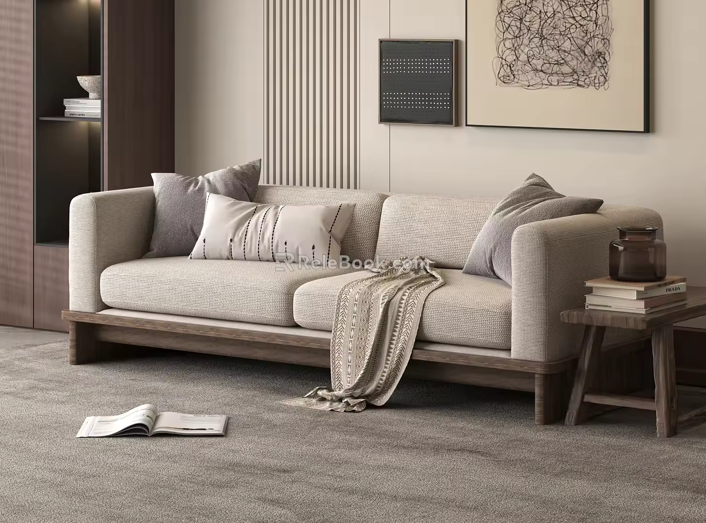 Middle-style double sofa 3d model