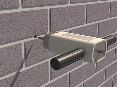 Durable Manual Industrial Drilling Tool Securely Mounted On Gray Brick Wall 3d model