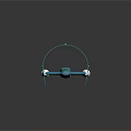 Blue Futuristic Device With Curved Structure Green Accents And White Components