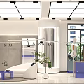 Modern Clothing Store Interior With Mannequin Clothes Hangers And Green Plants
