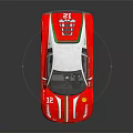 Red Sports Race Car With White Green Stripes Shell Logo And Number 12
