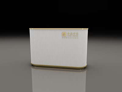 Modern Reception Desk With White Surface And Gold Frame For Office Interior 3d model