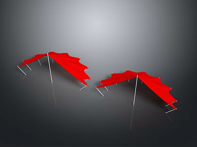 Red Folding Camping Tent With Sturdy Metal Poles Essential Outdoor Living Supplies 3d model