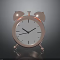 Copper Alarm Clock With Bells White Dial Black Hands And Reflection On Black Background