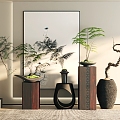 New Chinese Style Flower Set New Chinese Style Flower Rack New Chinese Bonsai 3d model