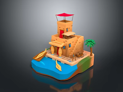 Holiday Paradise Holiday Island Sea House Seaside Cottage Seaside Wooden House Holiday Island 3d model