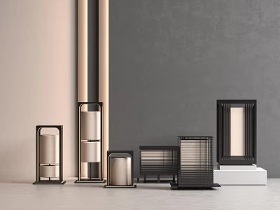 Modern Outdoor Lights With Contemporary Design And Various Stylish Metal Frames For Garden Decoration 3d model