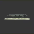 Detailed Flatbed Train Wagon Model On Track With Grass Base