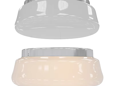 Modern Flush Mount Ceiling Light With Glass And White Shade Metal Frame Design 3d model