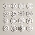 White Ceiling Roses With Various Ornate Patterns And Decorative Designs 3d model