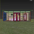 Modern Black Frame Tea House With Glass Walls Green Lawn And Trees