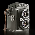 Vintage Daily Electrical Appliance Microcord England Twin Lens Camera With Leather Strap And Metal Body