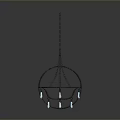 Elegant Modern Hanging Chandelier With Chain And Illuminated Light Bulbs